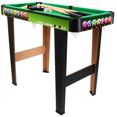 Biliardový stôl pre deti 8+ a dospelých + Doska MDF + Zelený plášť + Farebné gule + Príslušenstvo