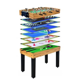 Hrací stôl hry 12v1 pre deti a dospelých + Doska MDF 105x57x71cm + Vzduchový futbal, hokej, biliard, stolný tenis, šach, bowling