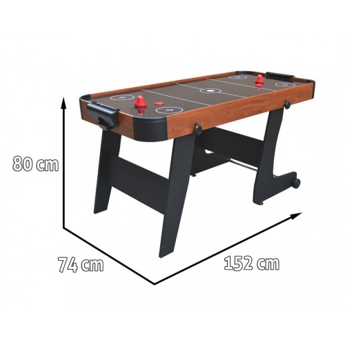 Vzduchový hokej pre deti + Stôl na hru z MDF + Rodinná hra Air Hockey hnedý 152x74x80cm