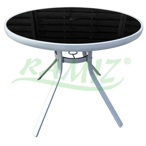Záhradný stôl kruhový 90cm Rám strieborný