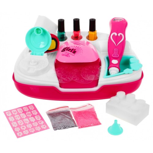 Súprava na manikúru pre dievčatko 5+ Trblietavé nechty + Sušič s príslušenstvom