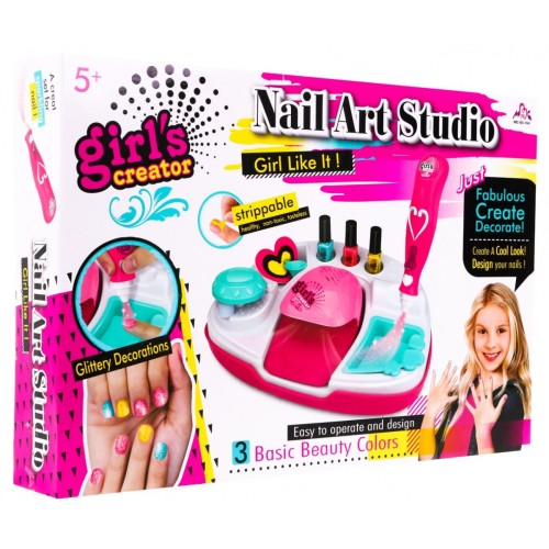 Súprava na manikúru pre dievčatko 5+ Trblietavé nechty + Sušič s príslušenstvom