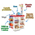 Supermarket pre deti 3+ Červený Hra v obchode 24 ks. Vozík + Tovar + Interaktívny skener