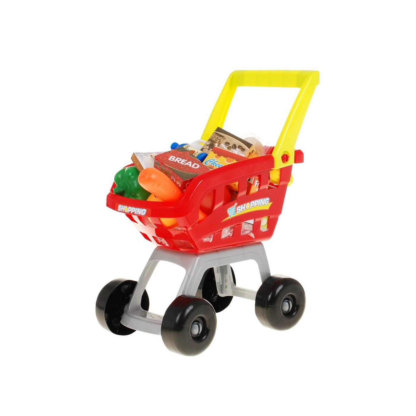 Supermarket pre deti 3+ Tyrkysový Hra v obchode 24 ks. Vozík + Tovar + Interaktívny skener