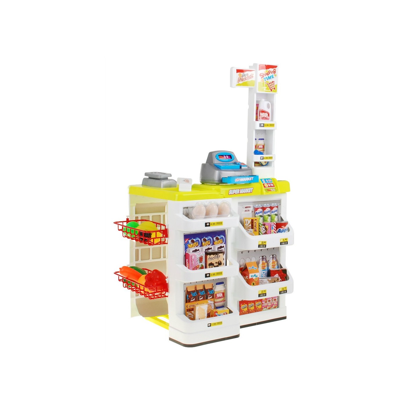 Supermarket pre deti 3+ Tyrkysový Hra v obchode 24 ks. Vozík + Tovar + Interaktívny skener