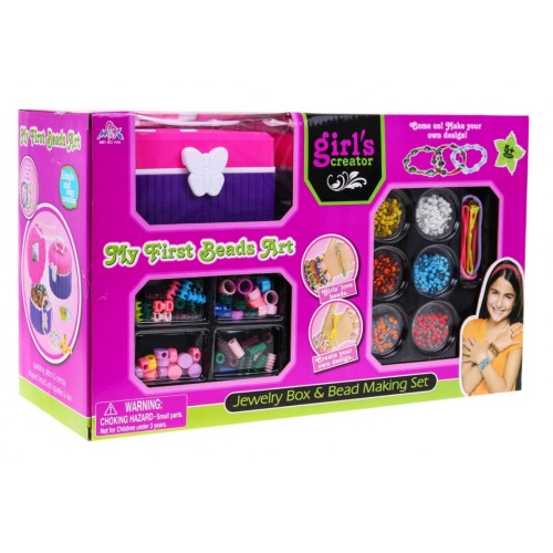 Škatuľka, korálky, sada na výrobu náramkov