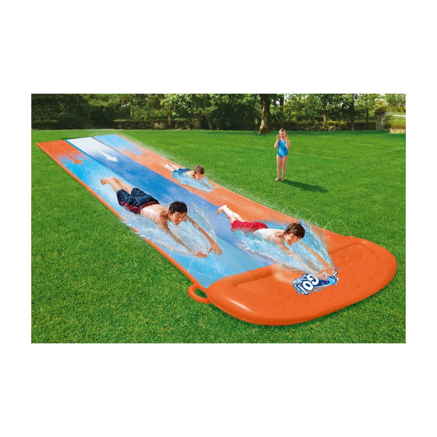 Vodná šmýkačka pre deti 3+ Trojitá dráha 488cm BESTWAY + Opravná náplasť