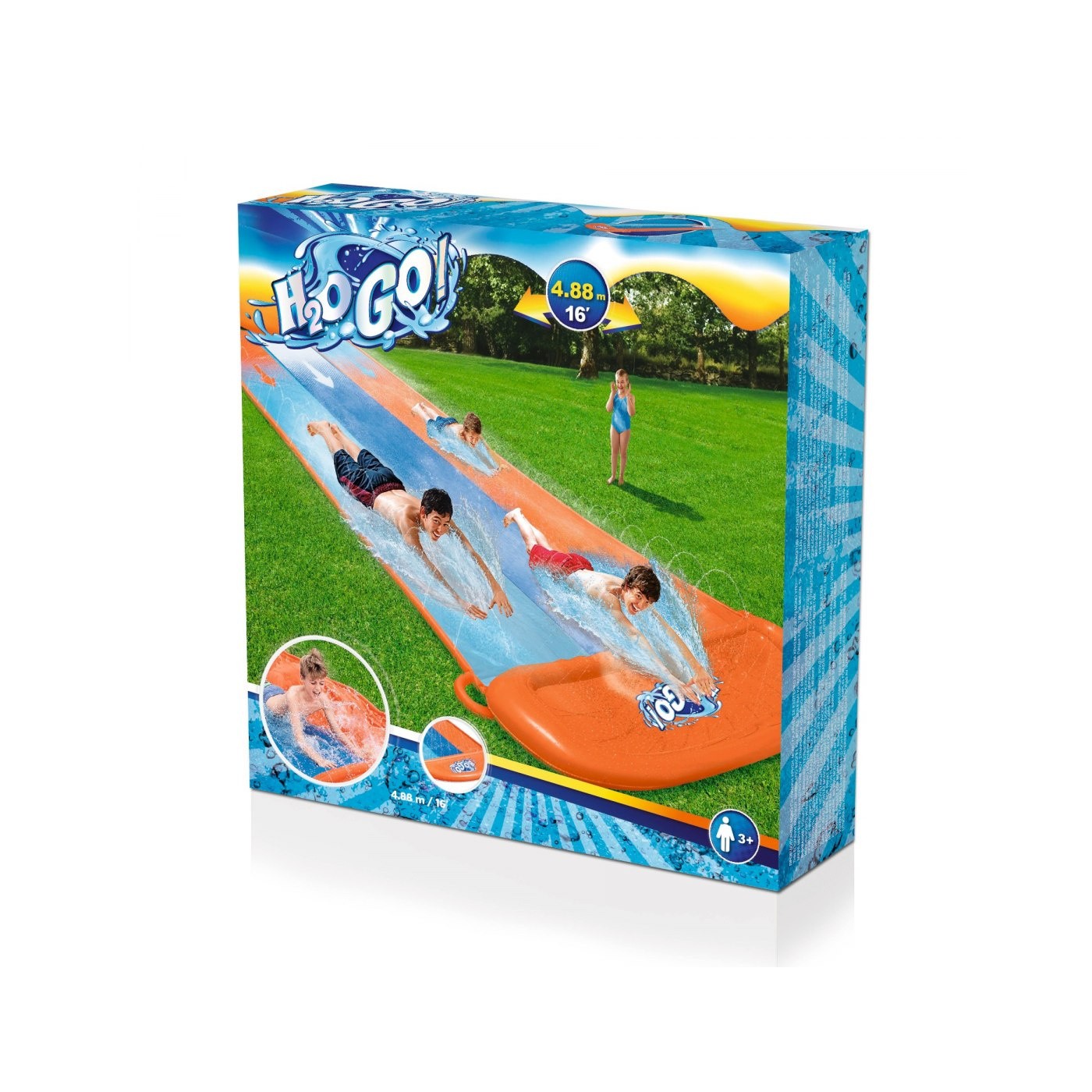 Vodná šmýkačka pre deti 3+ Trojitá dráha 488cm BESTWAY + Opravná náplasť