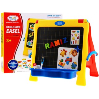 Dvojstranná Vzdelávacia tabuľa 4v1 pre deti 3+ Kriedová doska + Magnetická + Klipy na papier + Príslušenstvo