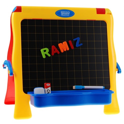 Dvojstranná Vzdelávacia tabuľa 4v1 pre deti 3+ Kriedová doska + Magnetická + Klipy na papier + Príslušenstvo