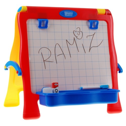 Dvojstranná Vzdelávacia tabuľa 4v1 pre deti 3+ Kriedová doska + Magnetická + Klipy na papier + Príslušenstvo