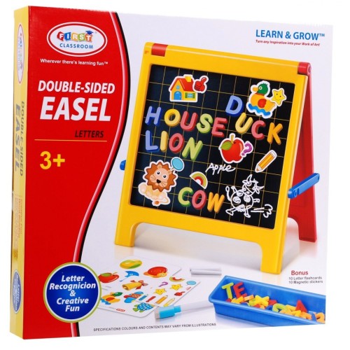 Dvojstranná Vzdelávacia tabuľa 4v1 pre deti 3+ Kriedová doska + Magnetická + Klipy na papier + Príslušenstvo