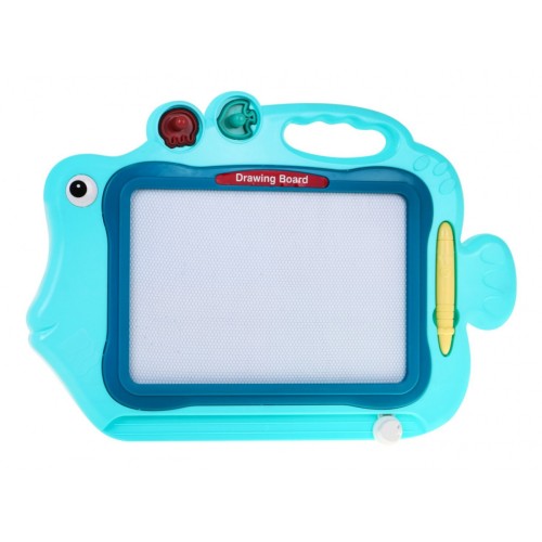 Kresliaca tabuľa Rybka pre deti 3+ Modrá + Farebné kresby + 2 Pečiatky