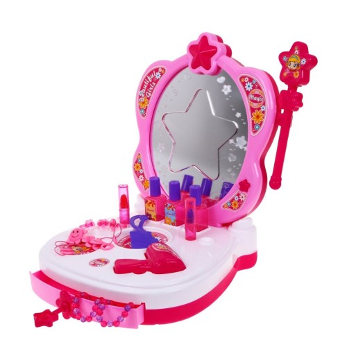 Interaktívny prenosný toaletný stolík pre dievčatká 3+ Zrkadlo + kozmetika + príslušenstvo