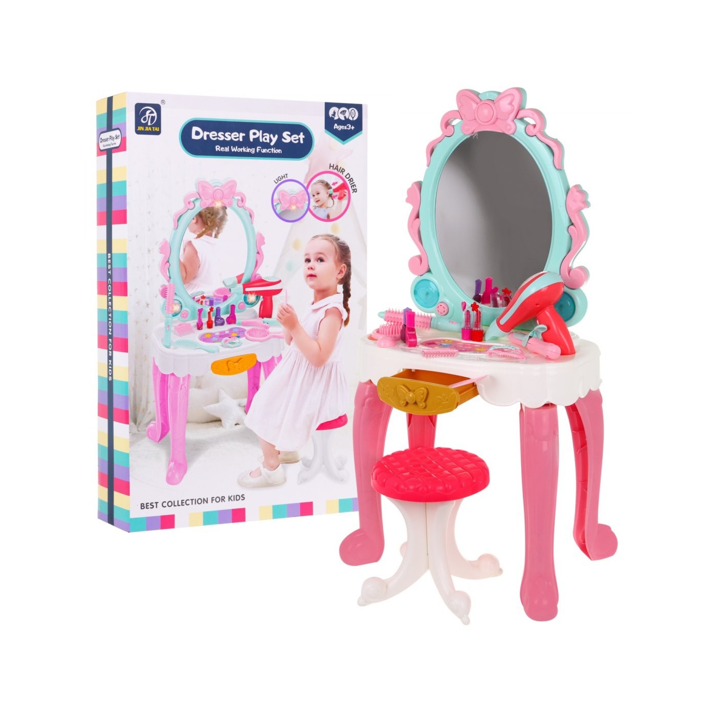 Interaktívny toaletný stolík pre dievčatká 3+ Stolička + Fén + Príslušenstvo