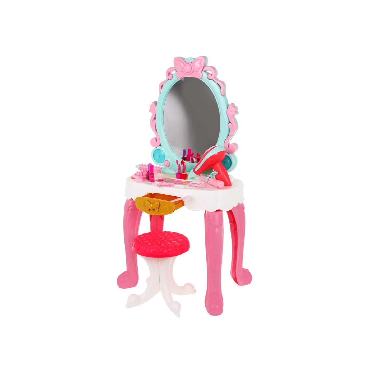 Interaktívny toaletný stolík pre dievčatká 3+ Stolička + Fén + Príslušenstvo