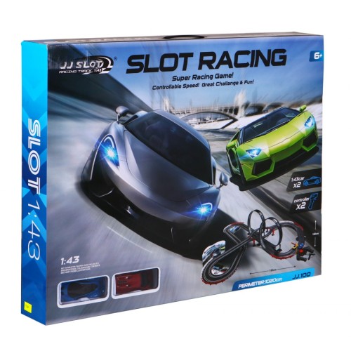 10-metrová pretekárska dráha pre deti 6+ Ovládače + 2 autíčka 1:43 + Svieti + 2 slučky 360