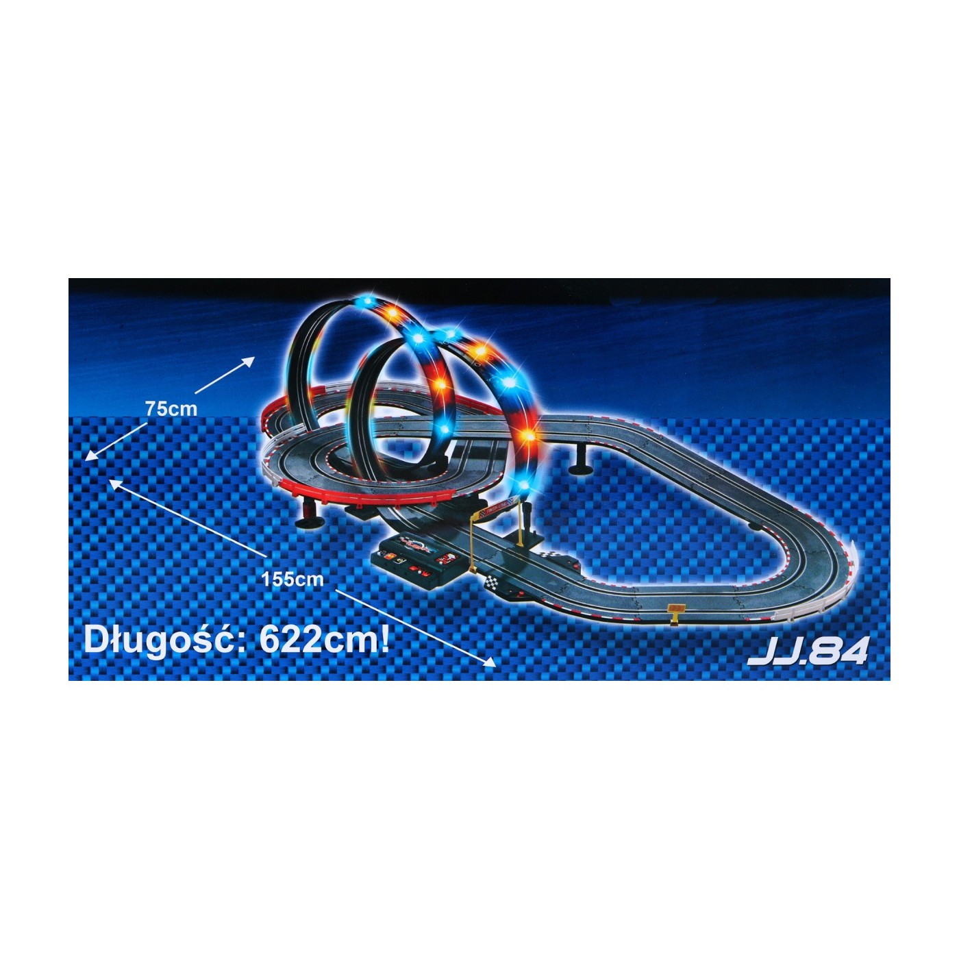 6-metrová pretekárska dráha pre deti 3-8 rokov + Svietiace slučky 360 + 2 autíčka + Počítadlo okruhov