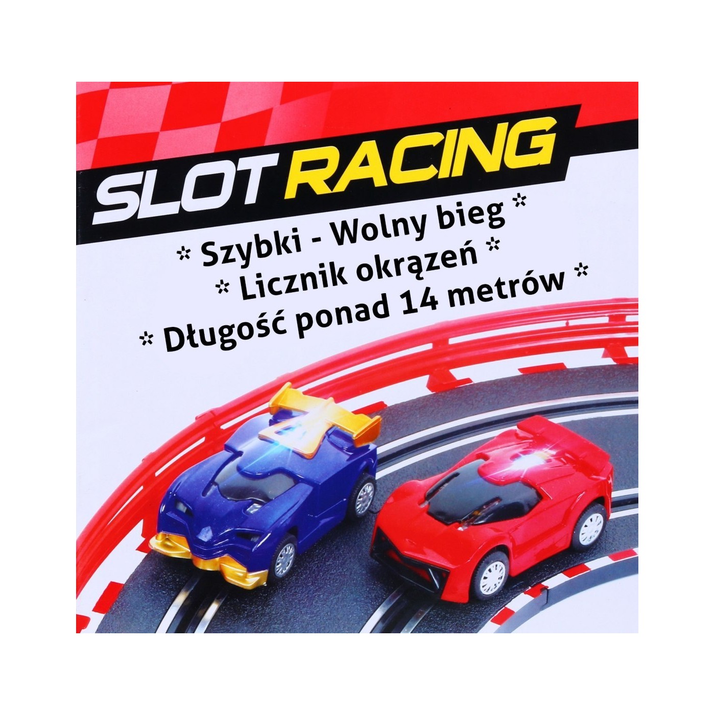 14-metrová prekekárska dráha pre deti 3-8 rokov, funkcia zmeny rýchlosti + 2 autíčka + 2 slučky 360