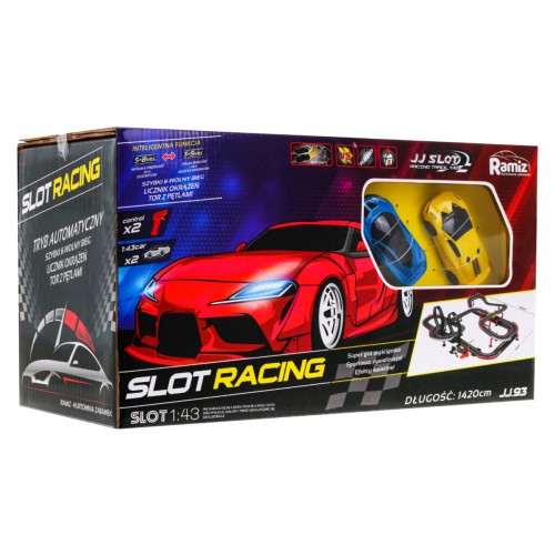 14-metrová prekekárska dráha pre deti 3-8 rokov, funkcia zmeny rýchlosti + 2 autíčka + 2 slučky 360