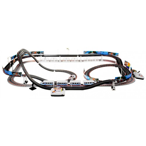 Prekekárska dráha elektrická železnica 2v1 pre deti 6+ Diaľkové ovládanie + Lokomotívy + Vagóny + Autíčko