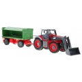 Traktor s bagrom a prívesom pre deti 3+ Diaľkové ovládanie + Pohyblivé časti Červeno-zelený