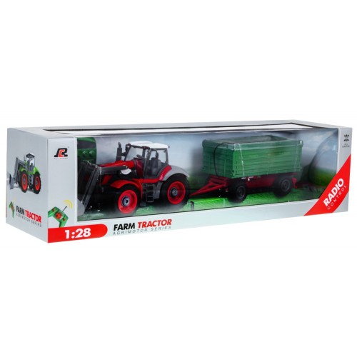 Traktor s bagrom a prívesom pre deti 3+ Diaľkové ovládanie + Pohyblivé časti Červeno-zelený