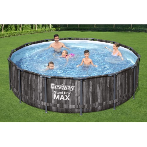 Bazén rámový Steel Pro MAX 427x107 Imitácia Dreva 14FT BESTWAY 5w1 + Čerpadlo + Rebrík
