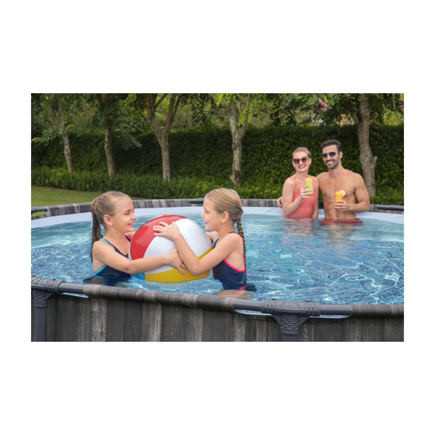 Bazén rámový Steel Pro MAX 427x107 Imitácia Dreva 14FT BESTWAY 5w1 + Čerpadlo + Rebrík