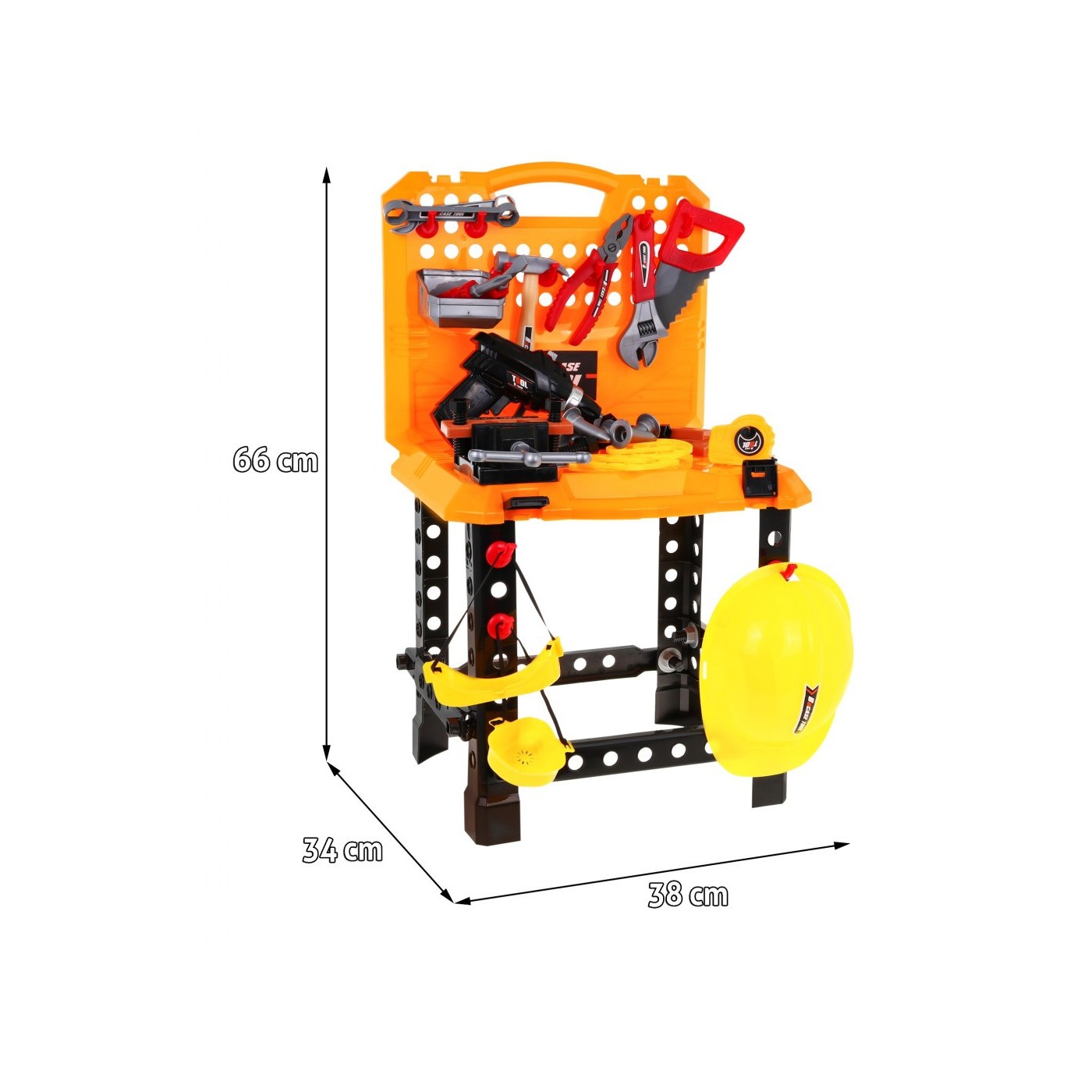 Sada majstra 3v1 pre deti 3+ Dielňa 100 ks Kufor + Stolík + Oblek stavbára