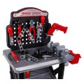 Veľká dielňa s náradím pre deti 3+ Elektrický skrutkovač + Stolík s tabuľou na náradie 50+ ks
