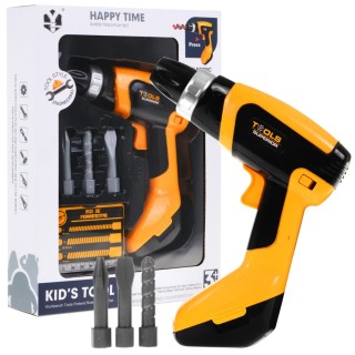 Elektrický Skrutkovač pre deti 3+ Zvuky + Otočné vŕtanie + 3 vymeniteľné koncovky