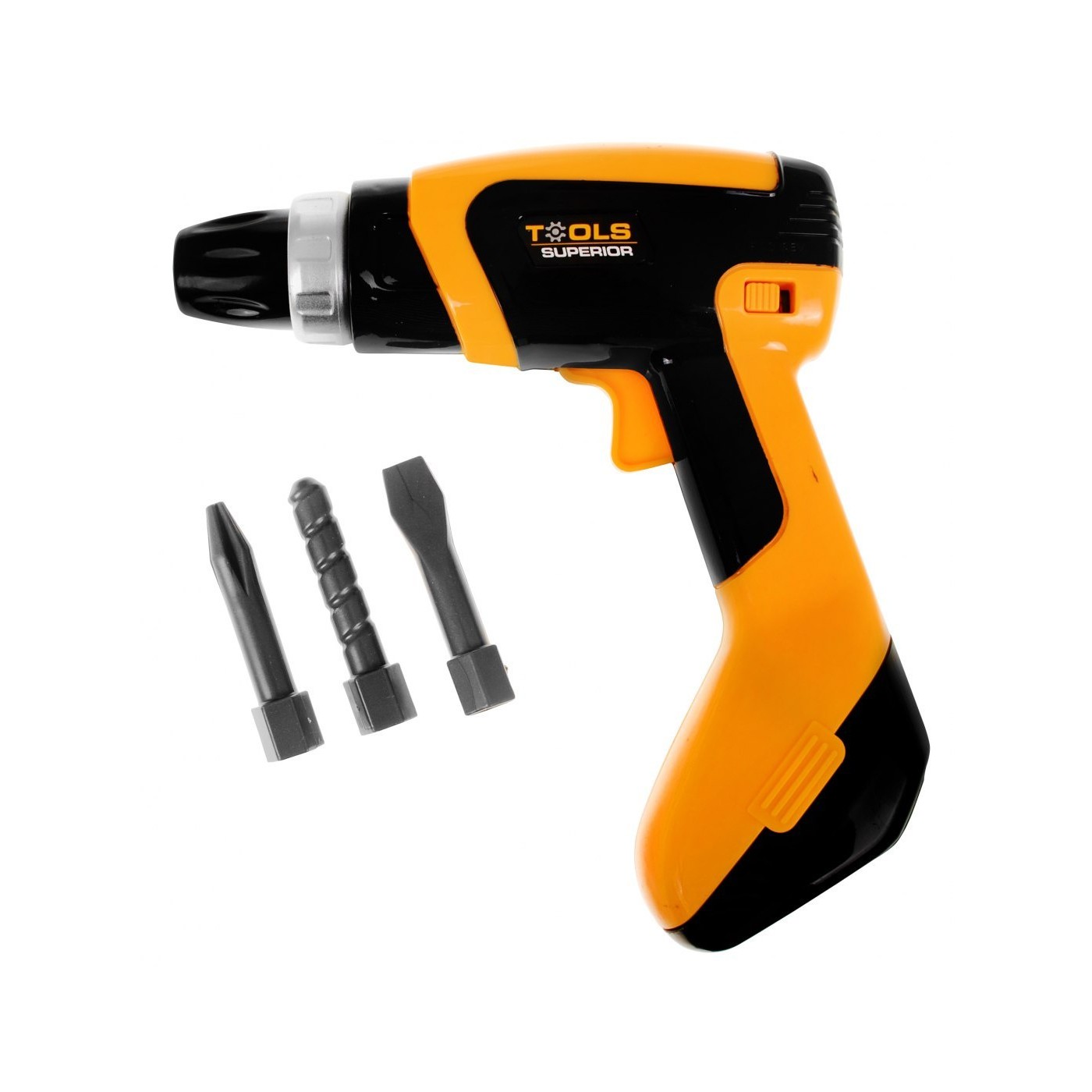 Elektrický Skrutkovač pre deti 3+ Zvuky + Otočné vŕtanie + 3 vymeniteľné koncovky