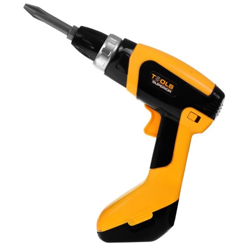 Elektrický Skrutkovač pre deti 3+ Zvuky + Otočné vŕtanie + 3 vymeniteľné koncovky