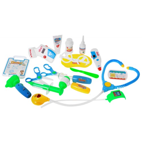 Vozík malého lekára s EKG pre deti 3+ Panel EKG + Stetoskop + Teplomer + 17 ks. Zvuky Svetlá
