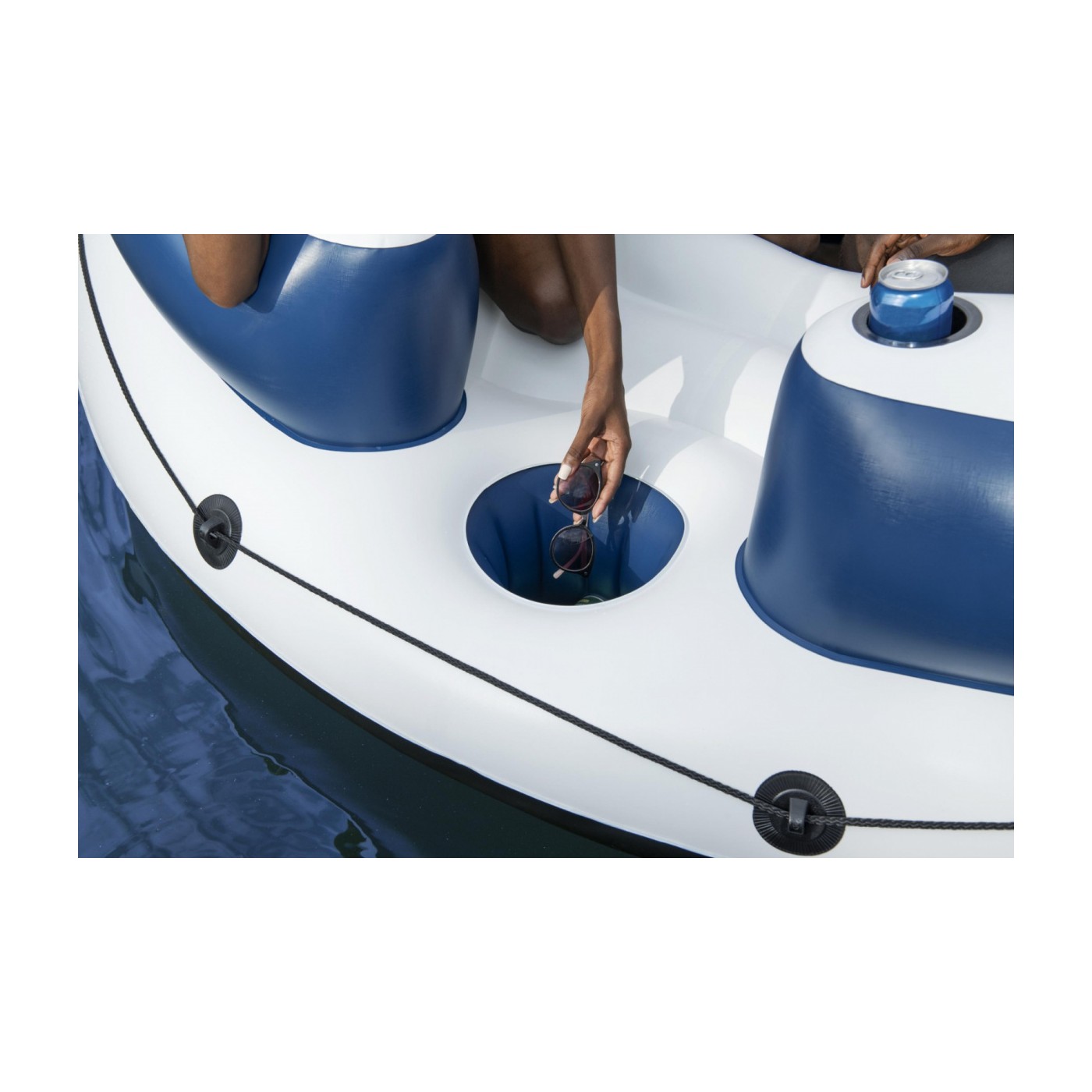 Nafukovací Ostrov na plávanie Lazy Dayz 4-osobový BESTWAY 239x63,5 + Sieťové dno + 4 Nafukovacie opierky + 2 Skrýše