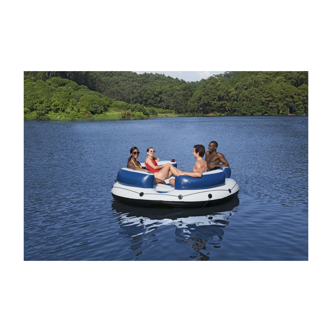 Nafukovací Ostrov na plávanie Lazy Dayz 4-osobový BESTWAY 239x63,5 + Sieťové dno + 4 Nafukovacie opierky + 2 Skrýše