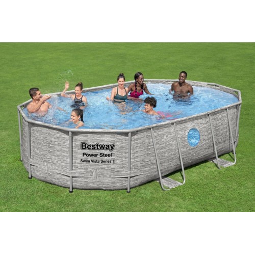 Bazén rámový Power Steel Swim Vista s oknom 488x305x107 16x10FT BESTWAY 6w1 + Pieskový filter