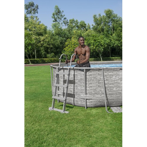 Bazén rámový Power Steel Swim Vista s oknom 488x305x107 16x10FT BESTWAY 6w1 + Pieskový filter