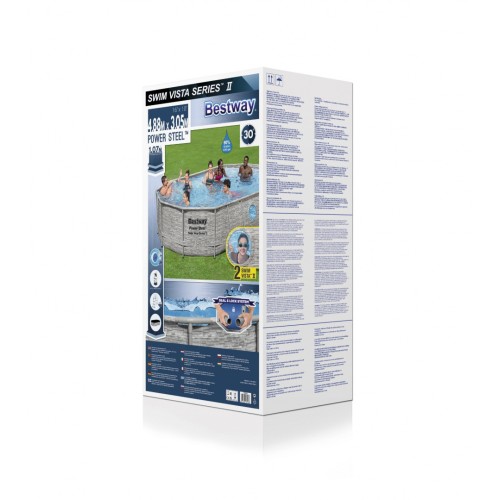 Bazén rámový Power Steel Swim Vista s oknom 488x305x107 16x10FT BESTWAY 6w1 + Pieskový filter