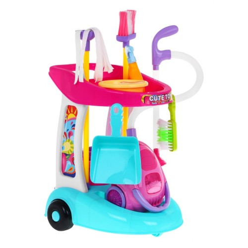 Veľký Upratovací vozík pre deti 3+ Interaktívny vysávač + Mop Metla Lopatka + Príslušenstvo 10 ks.