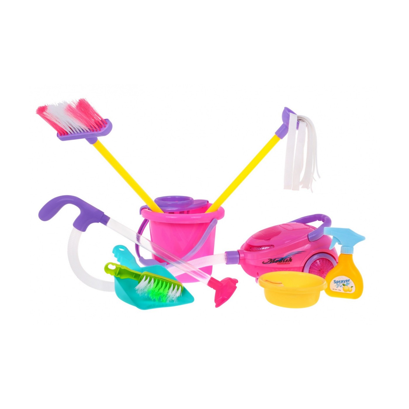 Veľký Upratovací vozík pre deti 3+ Interaktívny vysávač + Mop Metla Lopatka + Príslušenstvo 10 ks.