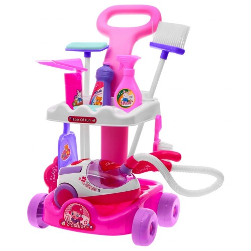Upratovací vozík pre deti 3+ Interaktívny vysávač + Guličky na nasávanie + Príslušenstvo súprava AGD 14 ks.
