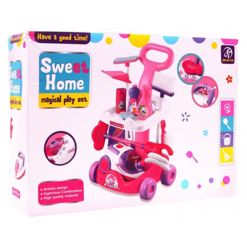 Upratovací vozík pre deti 3+ Interaktívny vysávač + Guličky na nasávanie + Príslušenstvo súprava AGD 14 ks.