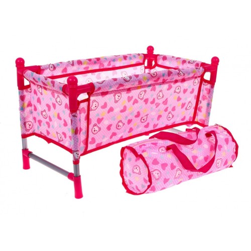 Súprava príslušenstva pre bábiky pre deti 3+ Starostlivosť o bábätko + Vozík + Stolička na kŕmenie + Postieľka + 2 tašky