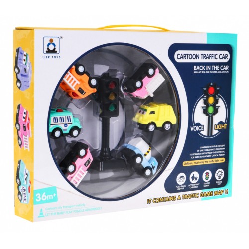 Súprava 6 autíčok s podložkou pre deti 3+ Interaktívny svetelný signál + Podložka-vyobrazenie mesta