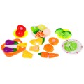 Súprava 10 druhov zeleniny na krájanie pre deti 3+ Malý kuchár + Doska + Nôž + 3 tanieriky