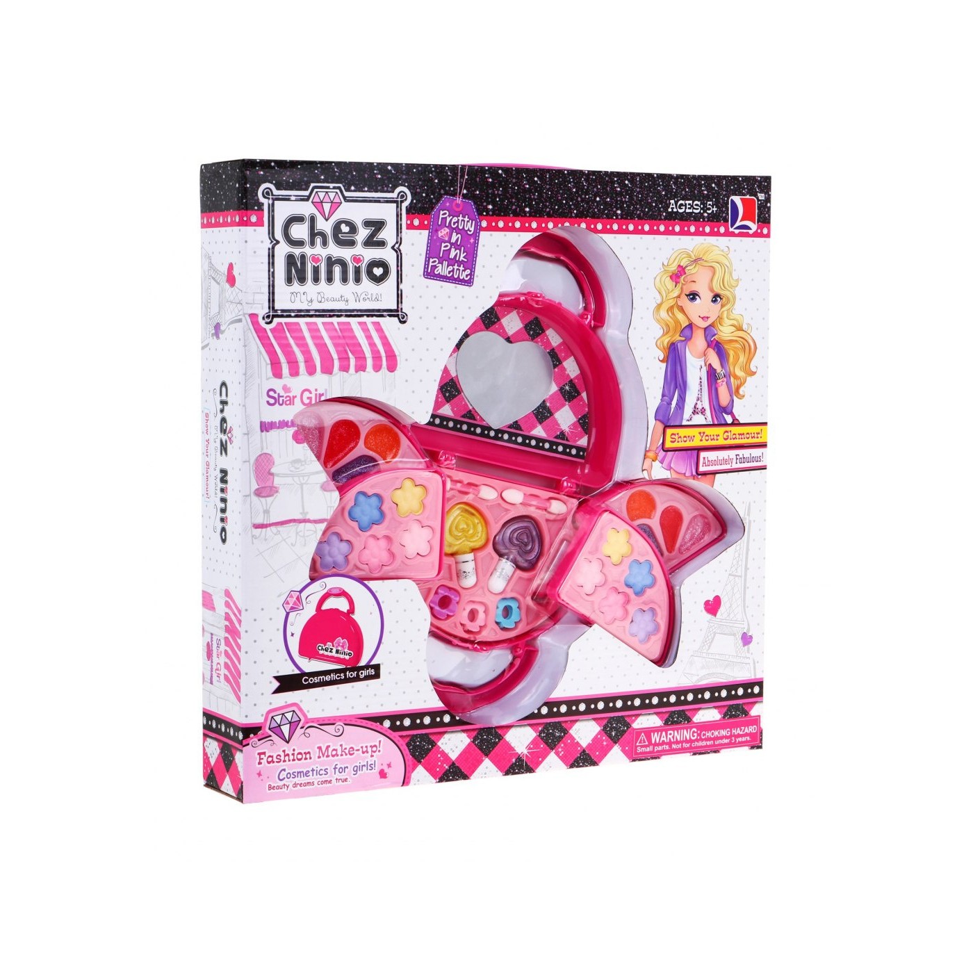 Súprava na make-up Rozkladacia kabelka pre deti 5+ Kozmetika na oči pery nechty