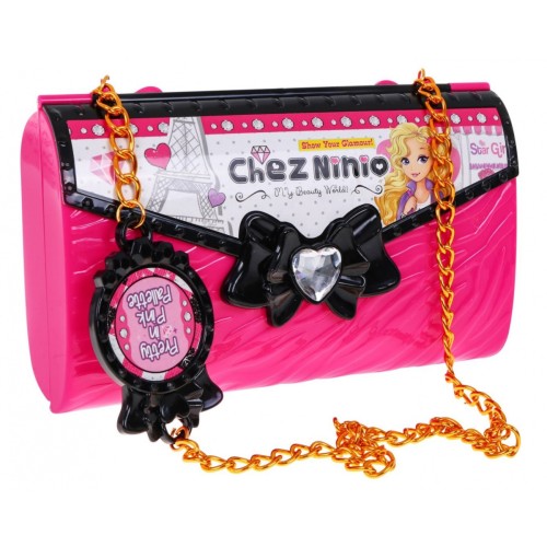 Súprava na make-up Ružová kabelka pre deti 5+ Farebná kozmetika + príslušenstvo