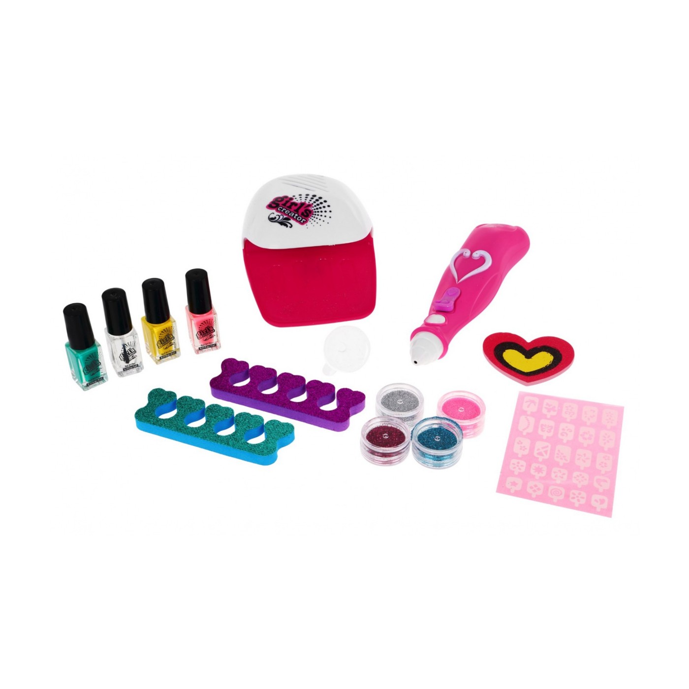 Súprava na nechty pre deti 5+ Stroj na trblietky + Sušička + Príslušenstvo